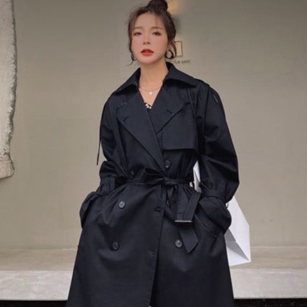 Black trench coat size 12 s